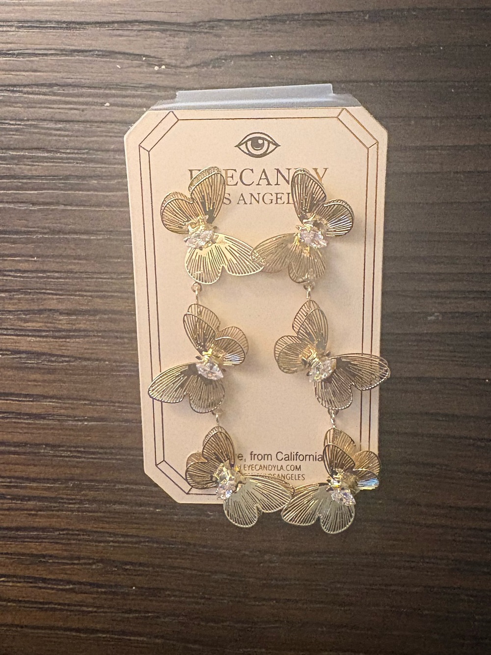 NEW Eye Candy Gold Butterfly Drop Earrings